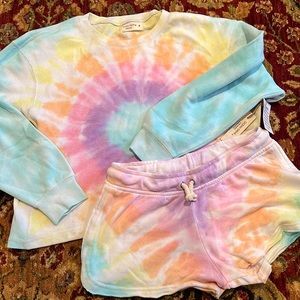 Ocean Drive multi color tie dye sweatshirt & sweat shorts